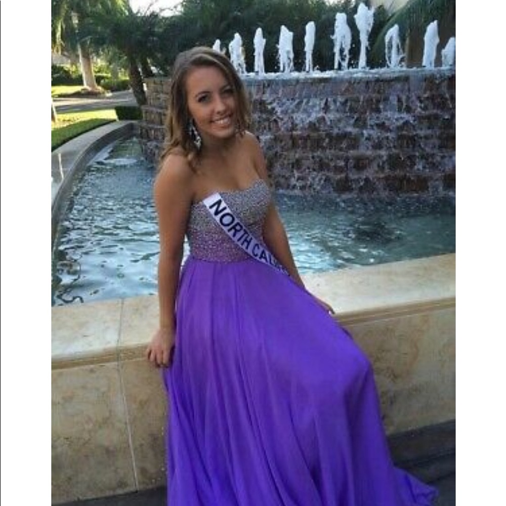 Purple Beaded Sherri Hill Prom or Pageant Gown